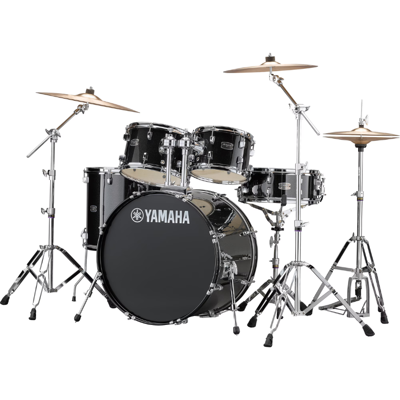 Yamaha Rydeen RDP2F5 Black Glitter Acoustic Drums 5Pc Drumset with Hardware GM2F53A image