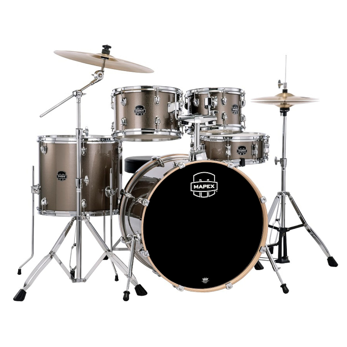 Mapex Venus VE5294FTVX 5-Piece Rock Drum Kit with Hardware & Throne, Copper Metallic image