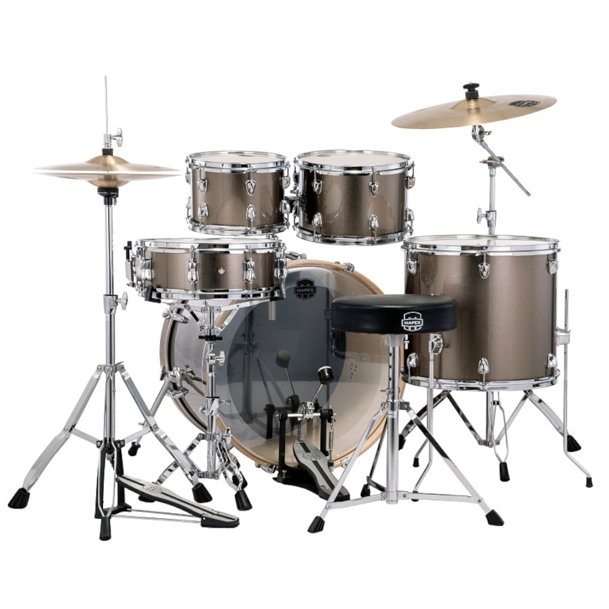 Mapex Venus VE5294FTVX 5-Piece Rock Drum Kit with Hardware & Throne, Copper Metallic image