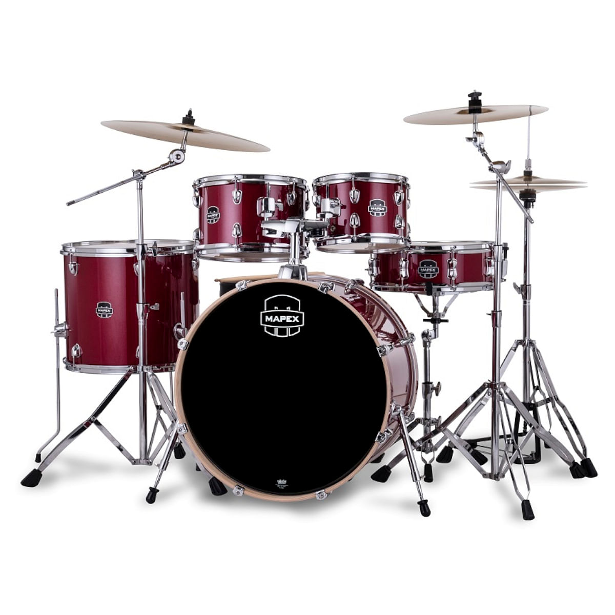Mapex Venus VE5294FTVM 5-Piece Rock Drum Kit with Hardware & Throne, Crimson Red Sparkle image