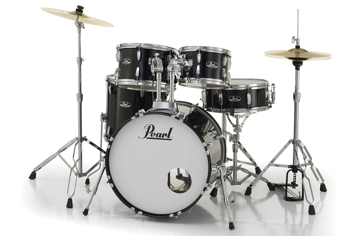 Pearl Roadshow Jet Black 5 Pcs Drum Set W/Stands & Cymbals image