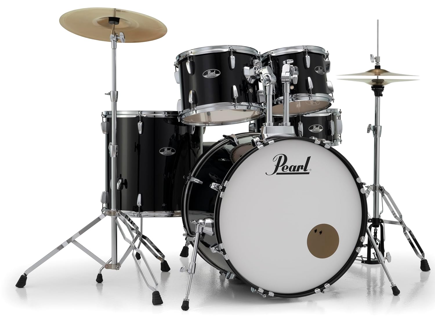 Pearl Roadshow Jet Black 5 Pcs Drum Set W/Stands & Cymbals image