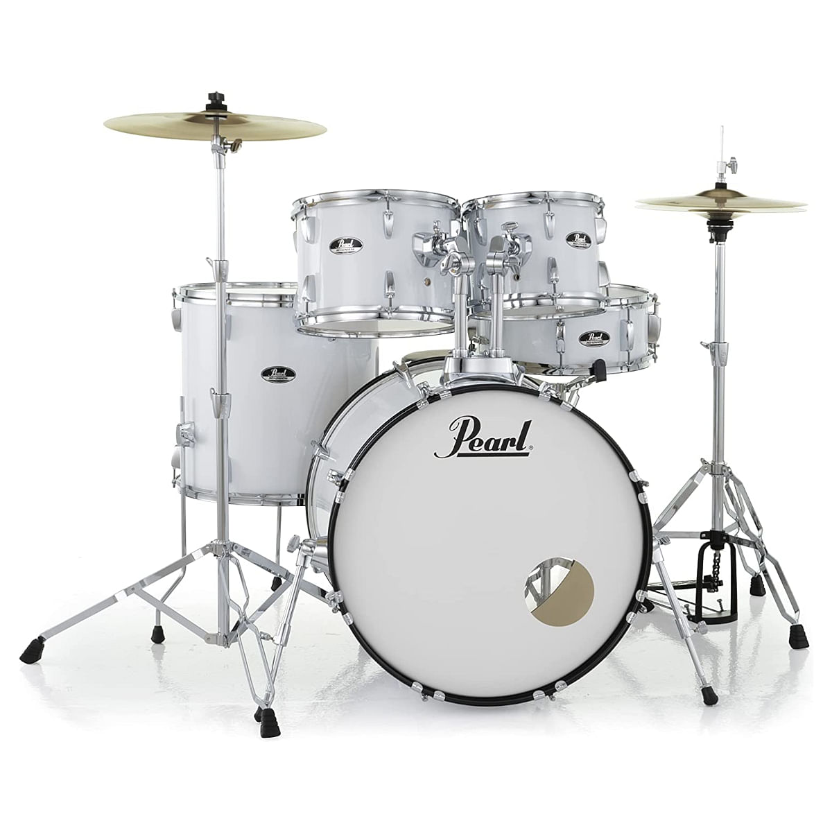 Pearl Roadshow Pure White 5 Pcs Drum Set W/Stands & Cymbals image