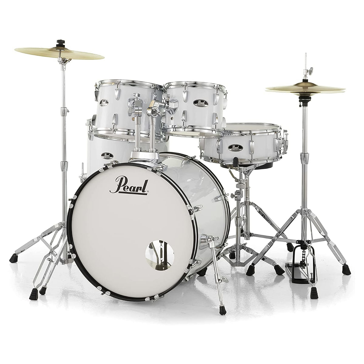 Pearl Roadshow Pure White 5 Pcs Drum Set W/Stands & Cymbals image