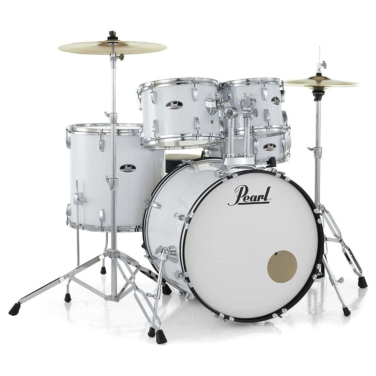 Pearl Roadshow Pure White 5 Pcs Drum Set W/Stands & Cymbals image