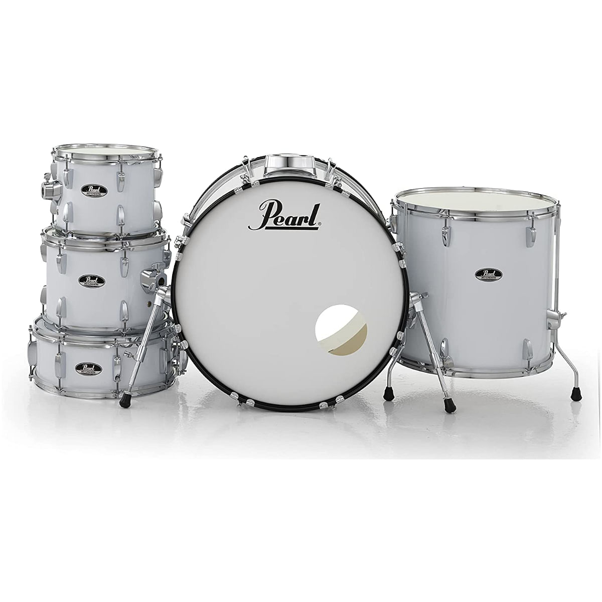 Pearl Roadshow Pure White 5 Pcs Drum Set W/Stands & Cymbals image