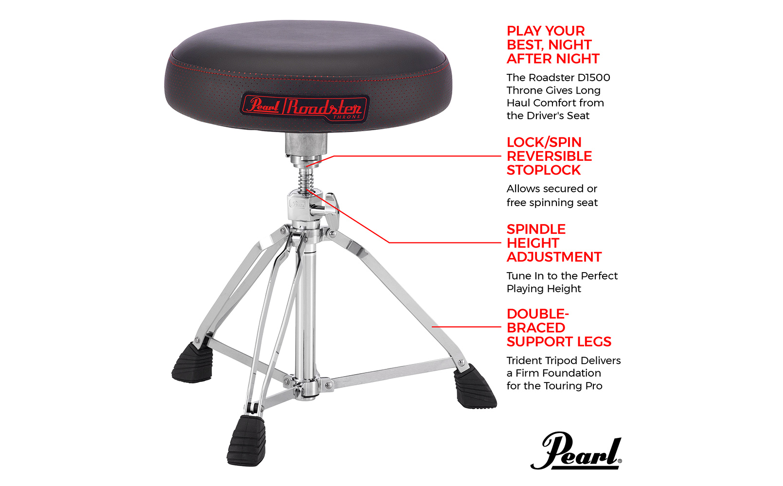 Pearl D1500 Roadster Multi-Core Drum Throne image
