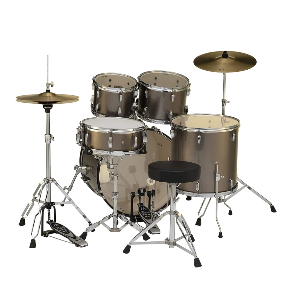 Pearl Roadshow Bronze Metallic 5 Pcs Drum Set W/Stands & Cymbals image