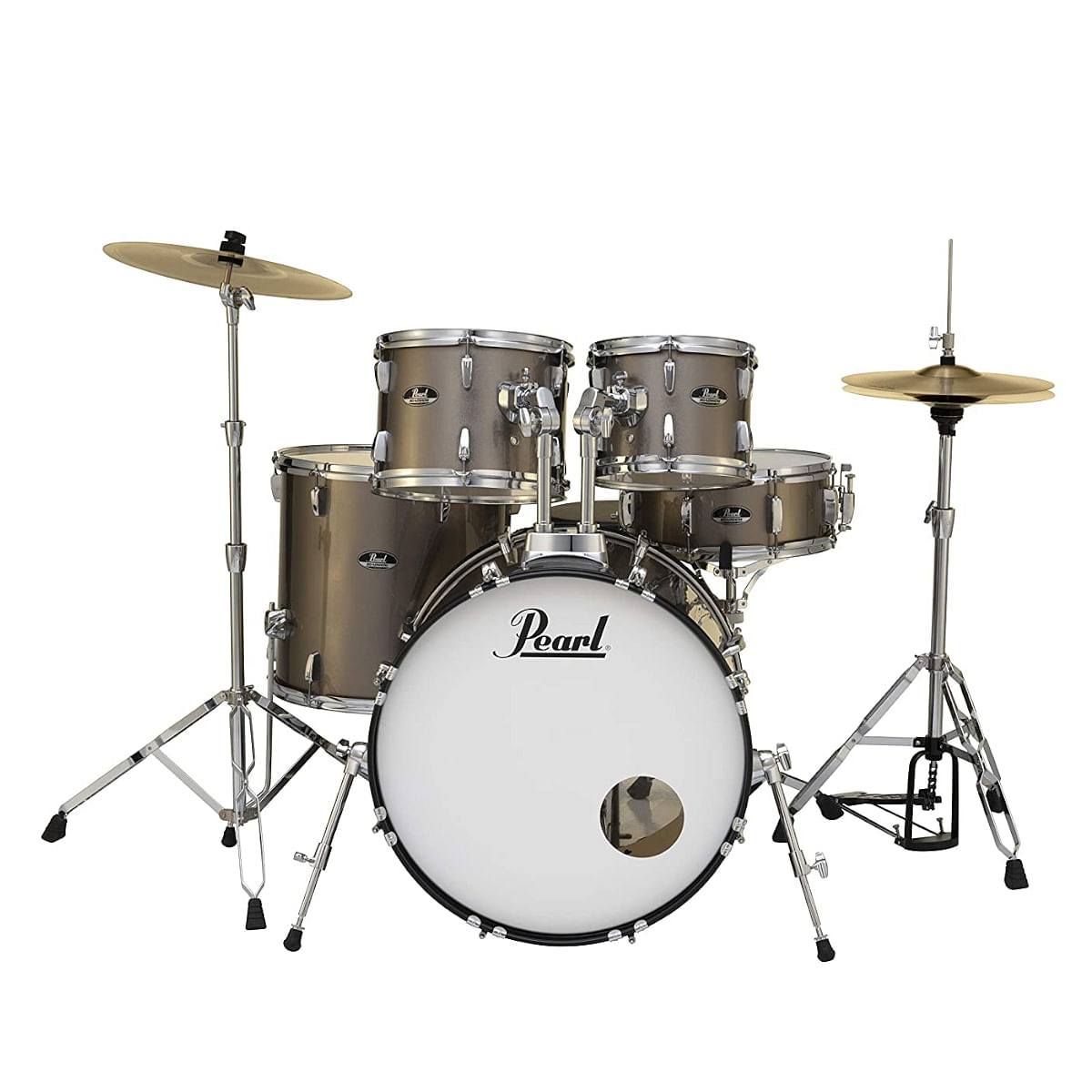 Pearl Roadshow Bronze Metallic 5 Pcs Drum Set W/Stands & Cymbals image