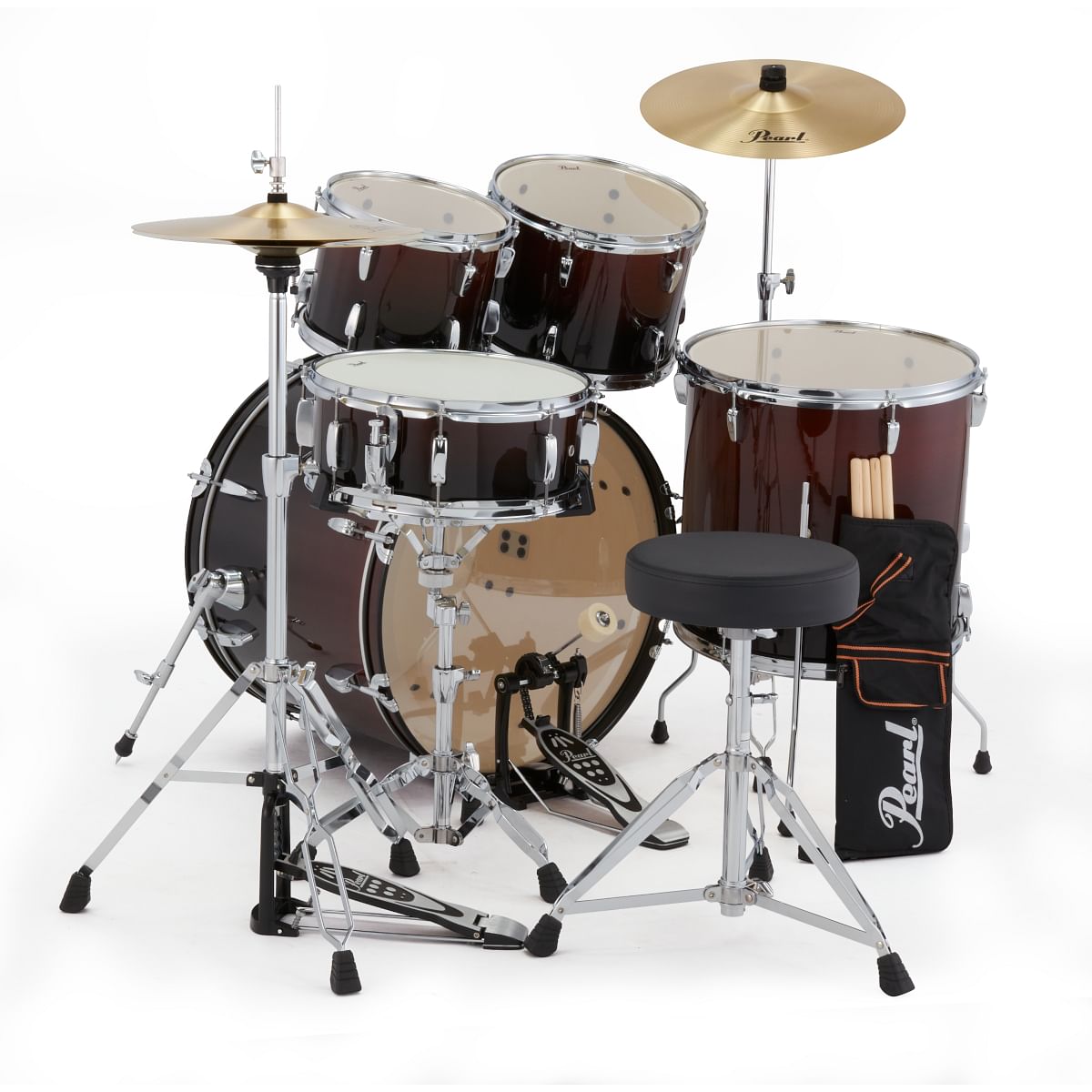 Pearl Roadshow Garnet Fade 5 Pcs Drum Set W/Stands & Cymbals image