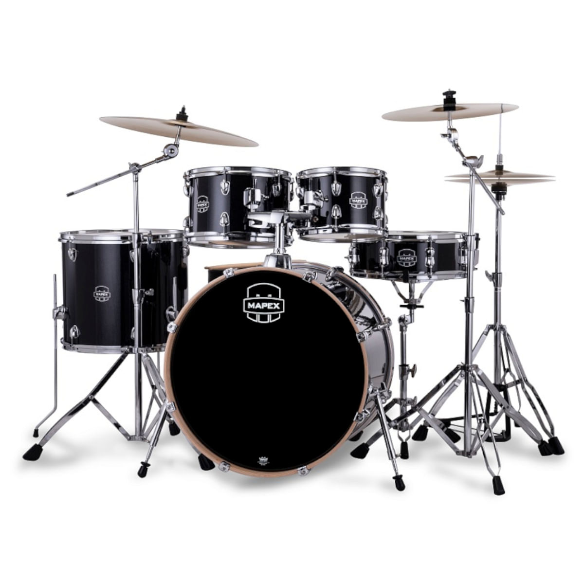 Mapex Venus VE5295FTCVH 5-Piece Rock Drum Kit with Hardware, Cymbals & Throne, Black Galaxy Sparkle image